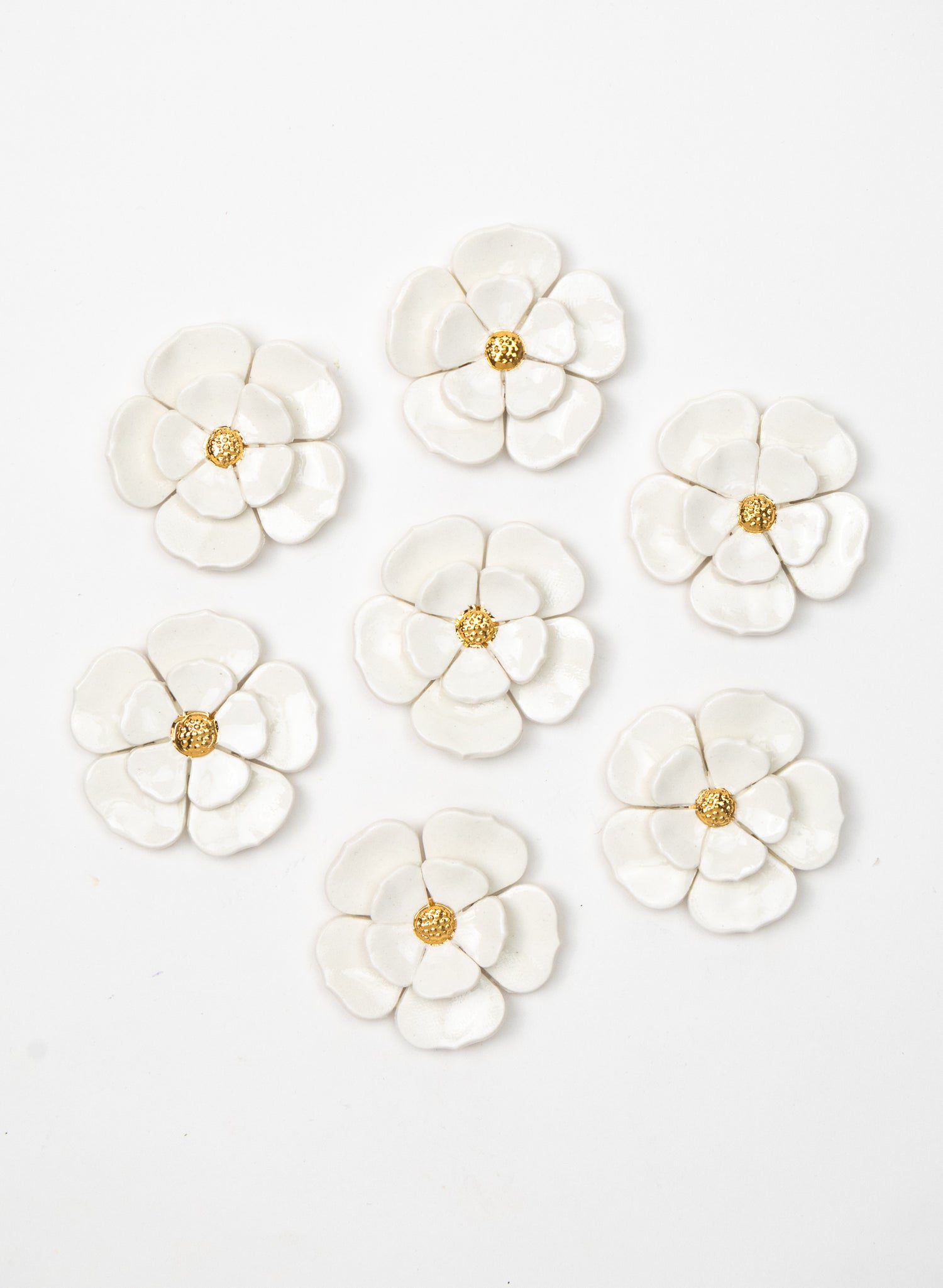2 Tier White Wall Flower with Golden Pistil