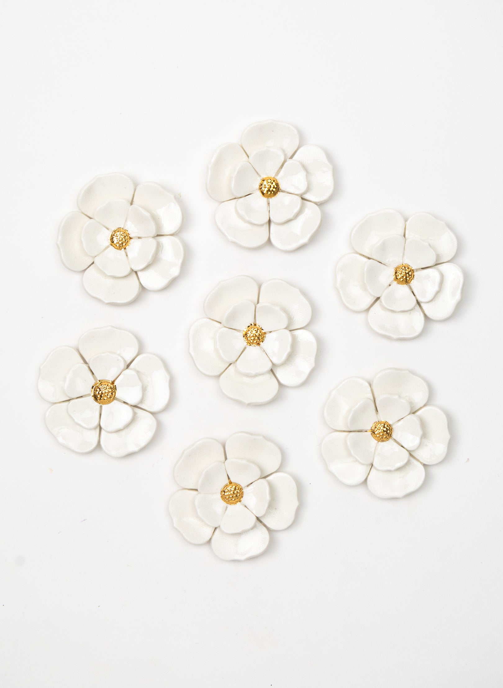 2 Tier White Wall Flower with Golden Pistil