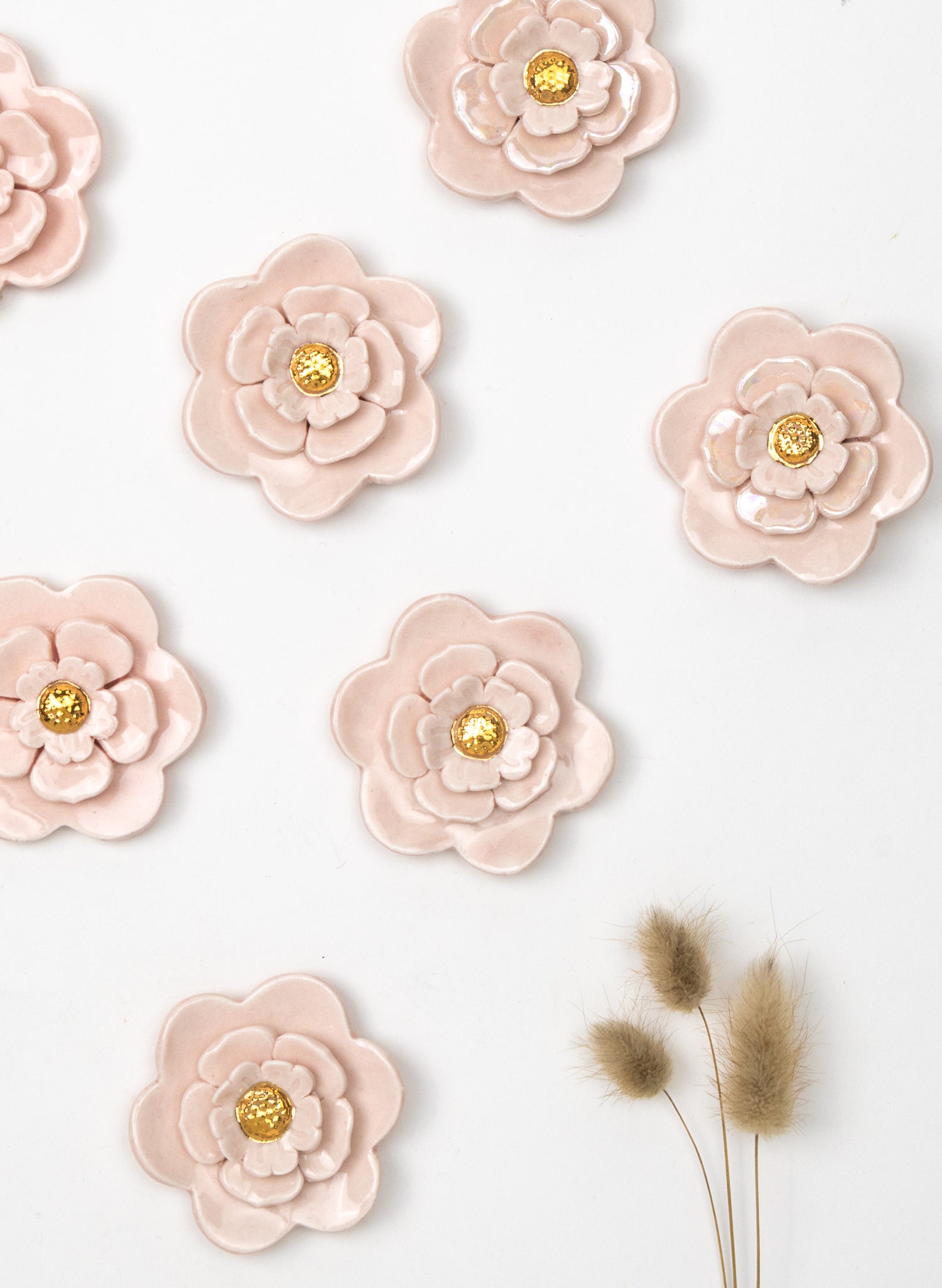 3 Tier Pink Wall Flower with Golden Pistil