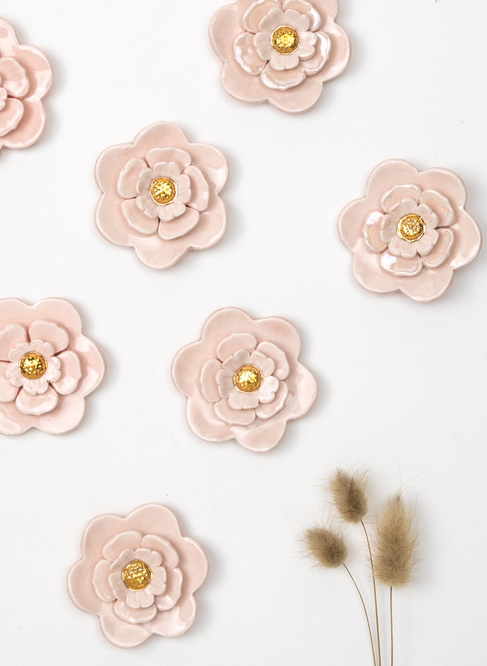 3 Tier Pink Wall Flower with Golden Pistil