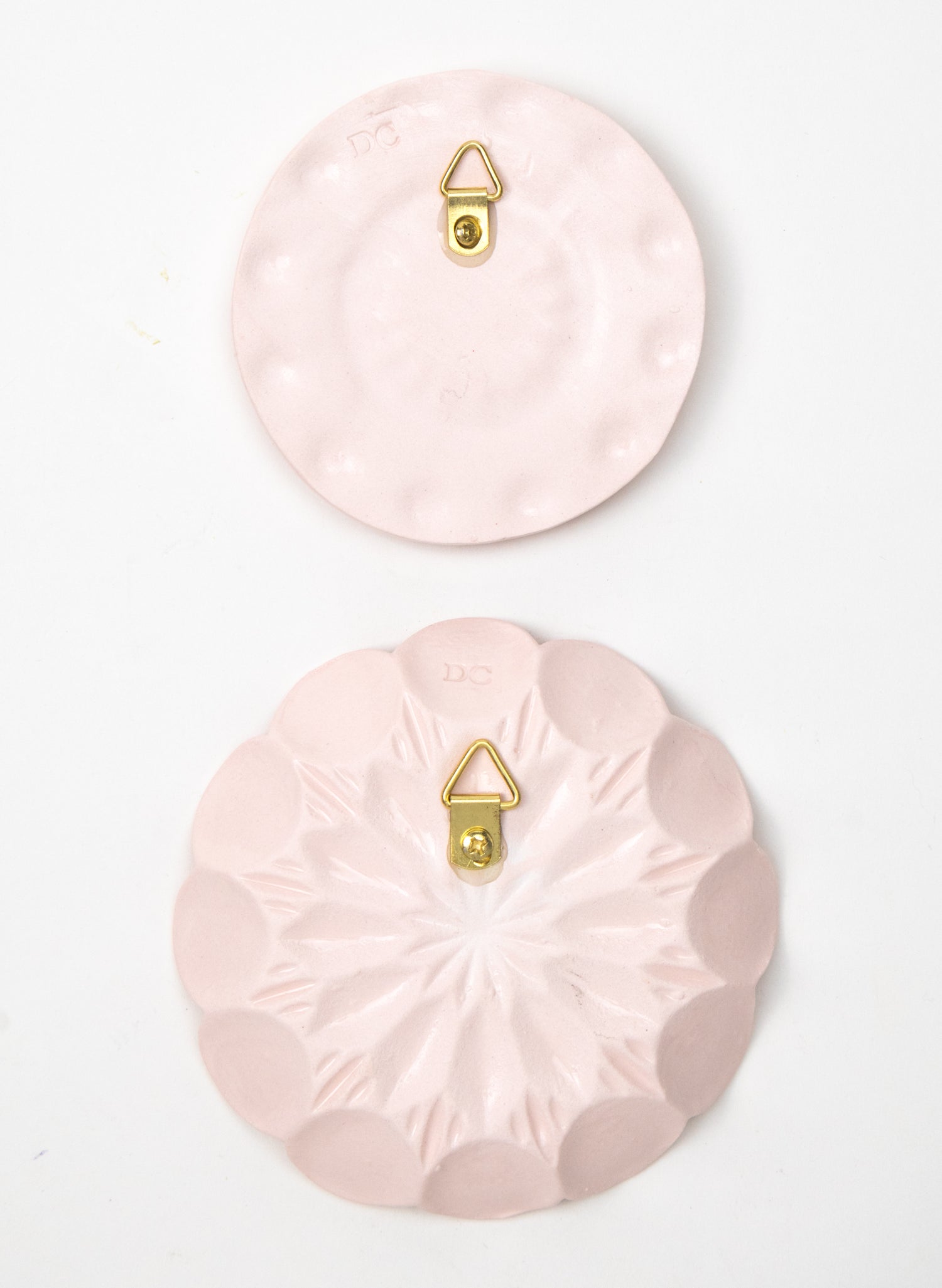 Pink Wall Plates with White and Gold Flowers
