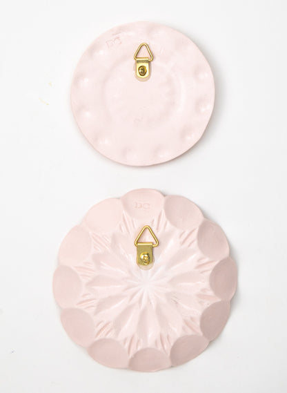 Pink Wall Plates with White and Gold Flowers