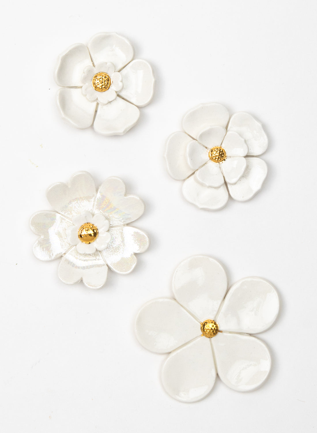 White 2 Tier Wall Flower with Golden Pistil