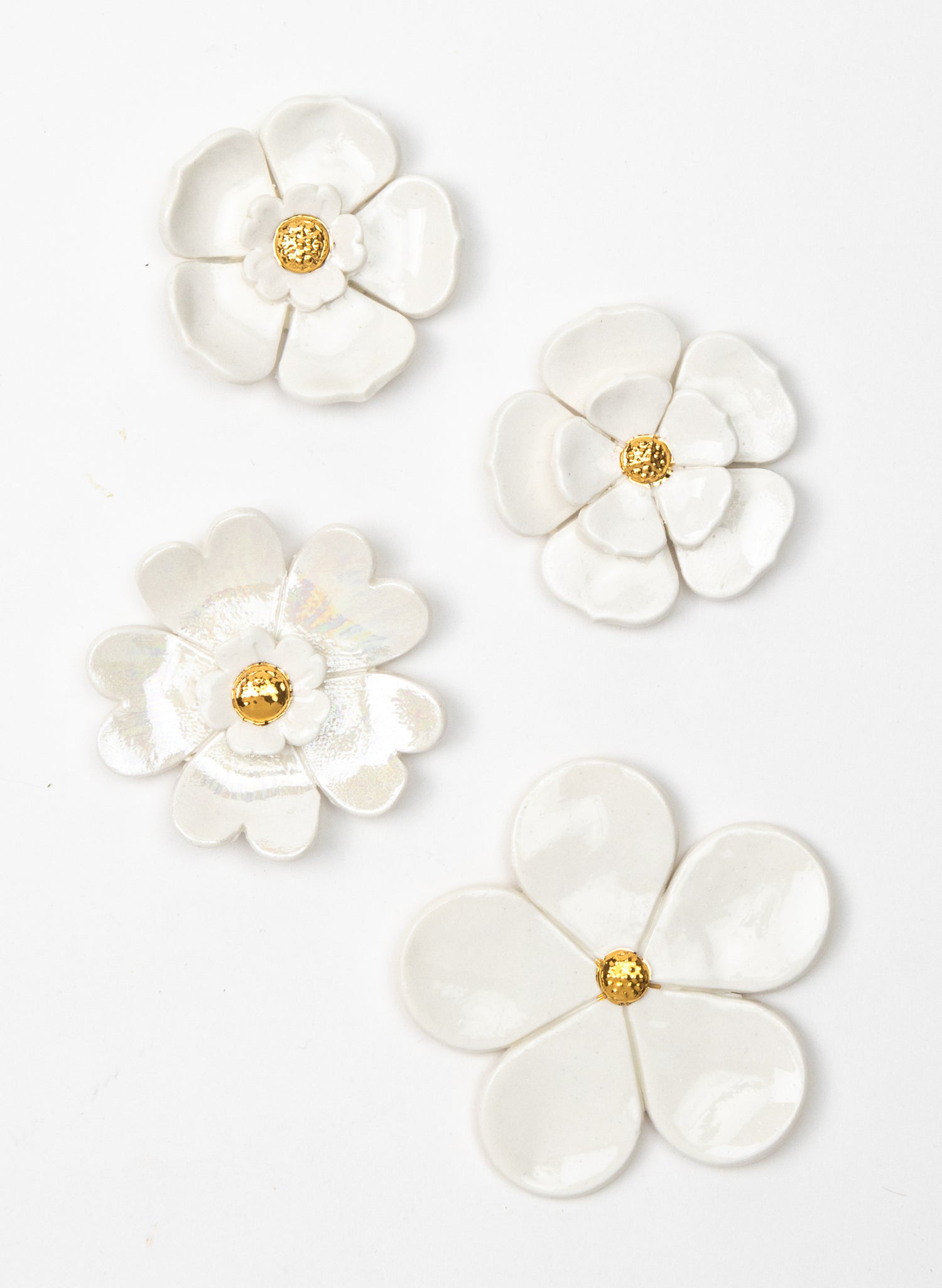 2 Tier White Wall Flower with Golden Pistil