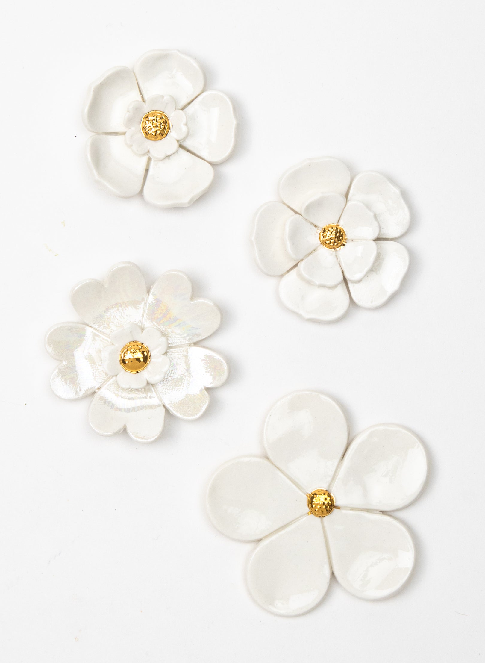 2 Tier White Wall Flower with Golden Pistil