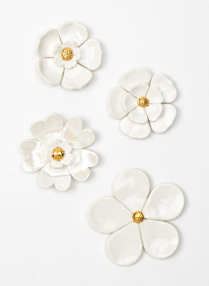 2 Tier White Wall Flower with Golden Pistil