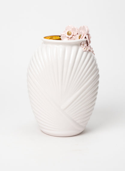 XL Deco Vase with White and Gold Flowers