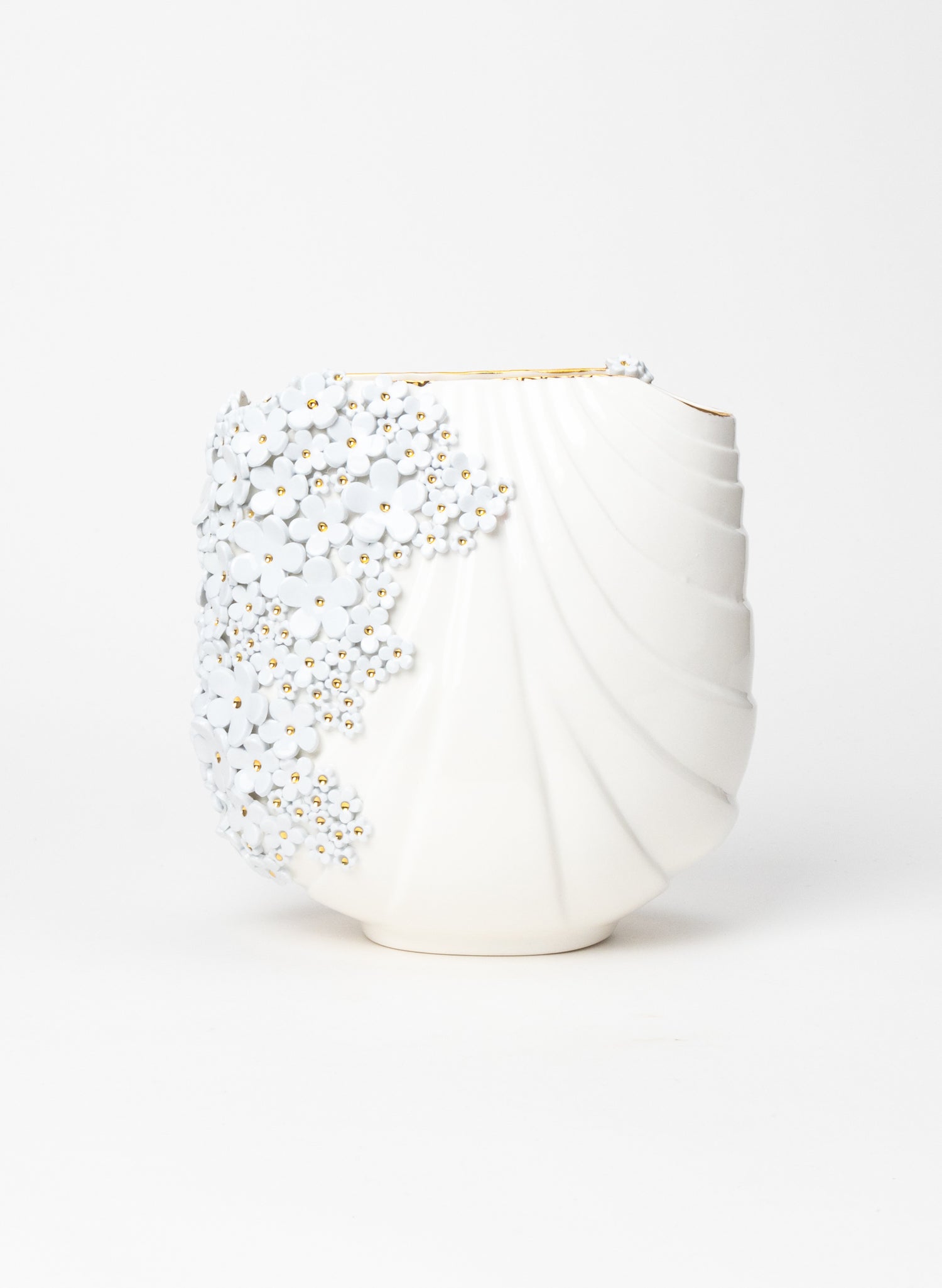 XL Deco Vase with Blue and Gold Flowers