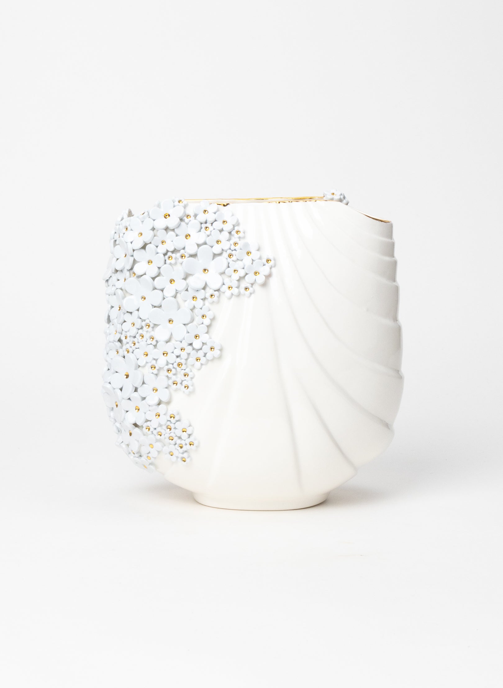XL Deco Vase with Blue and Gold Flowers