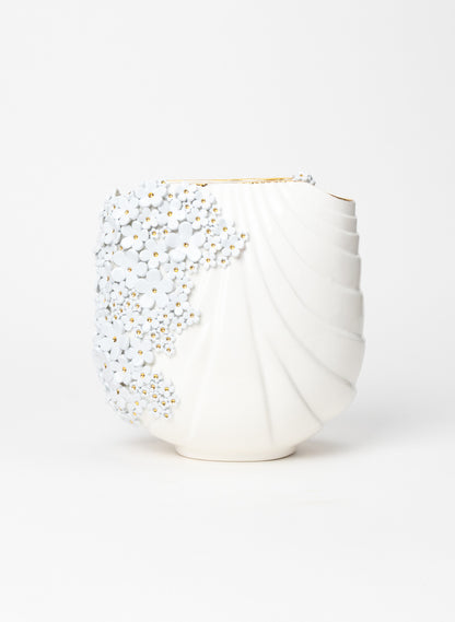 XL Deco Vase with Blue and Gold Flowers