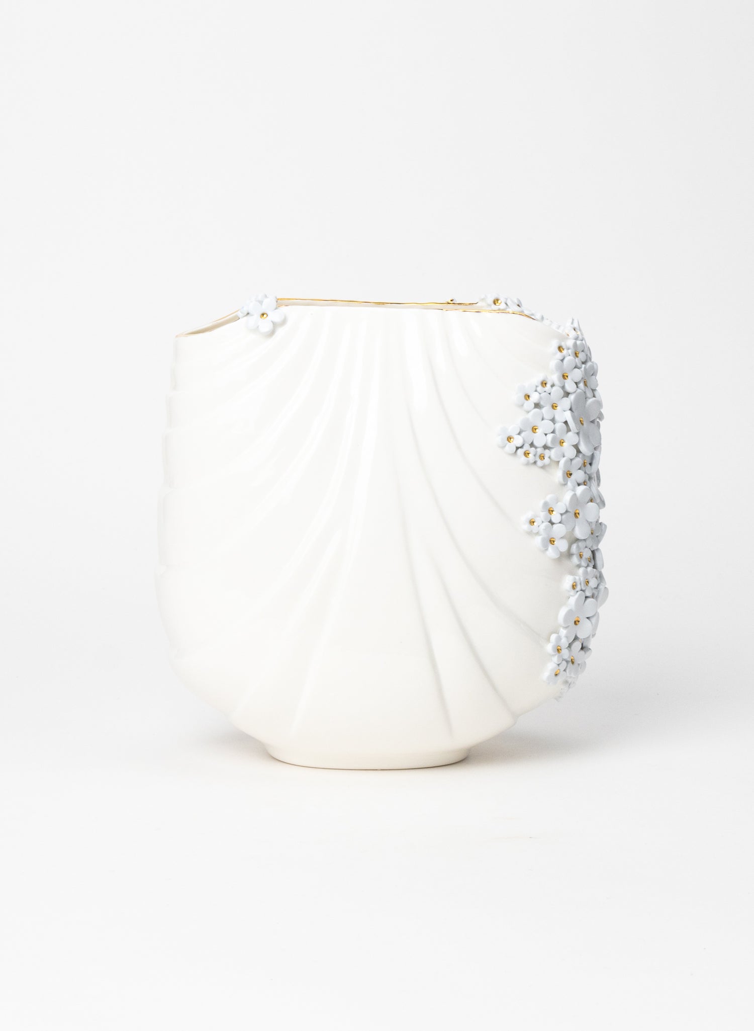 XL Deco Vase with Blue and Gold Flowers