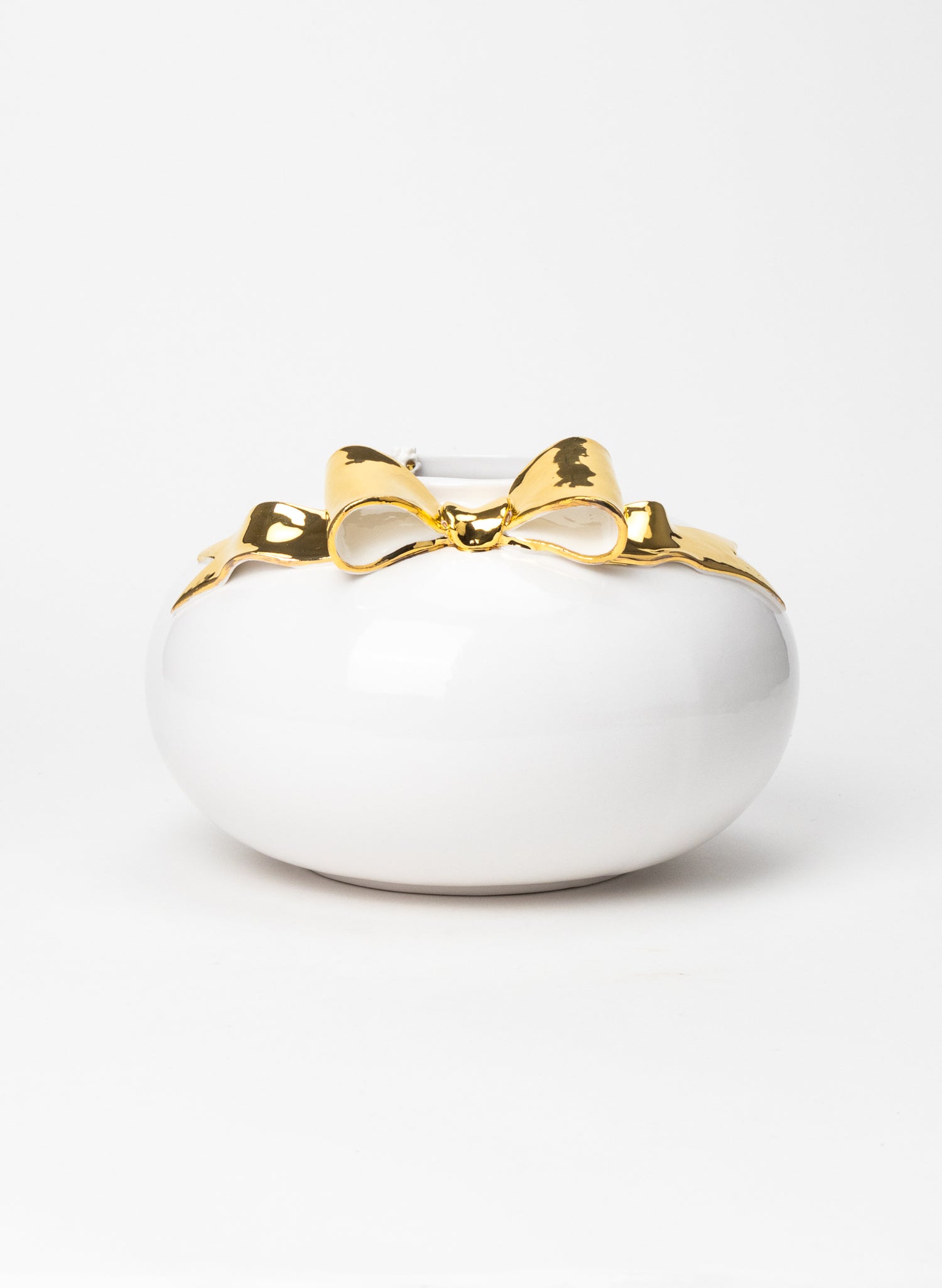 XXL Round Deco Vase with Golden Bow