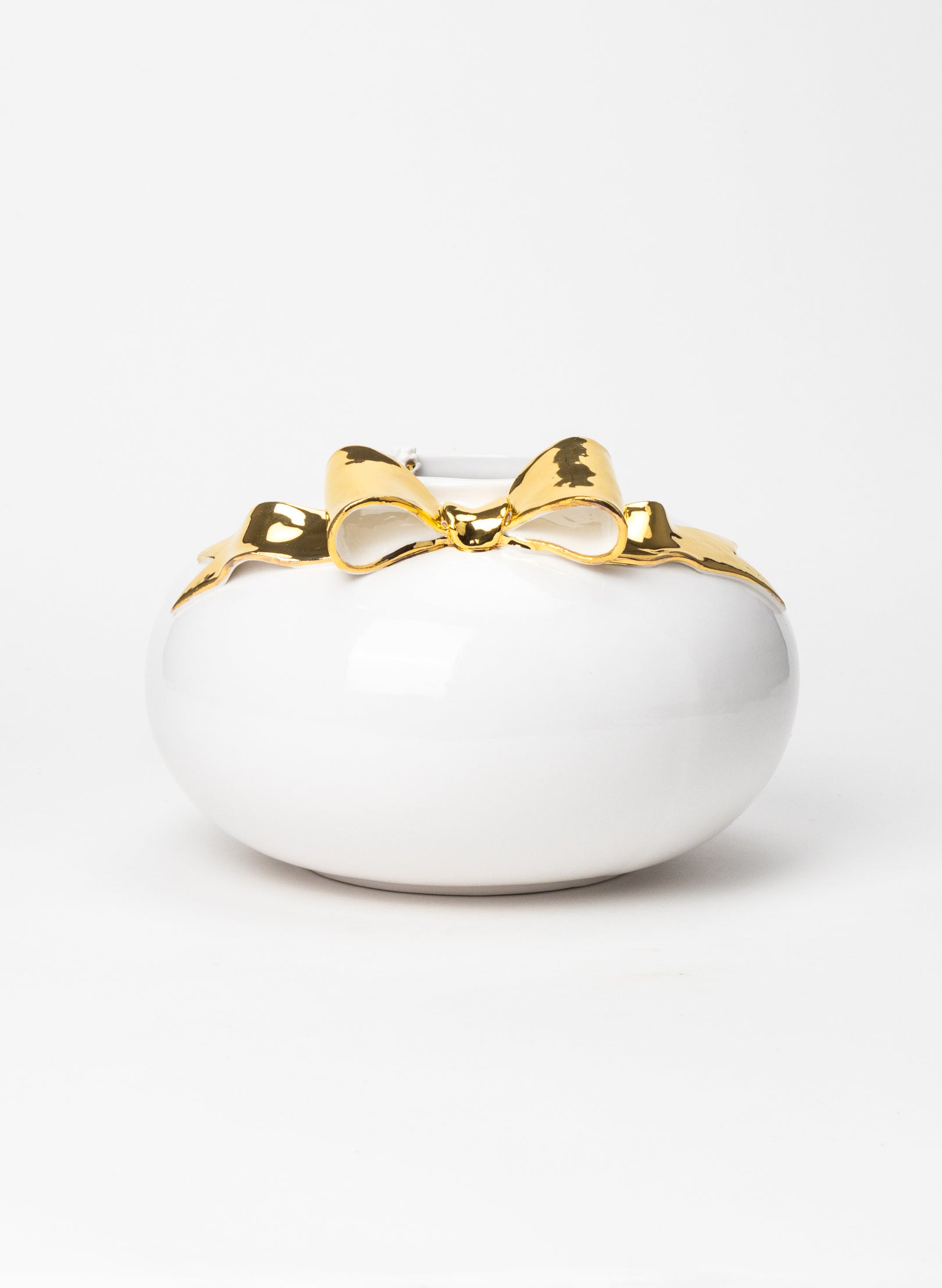 XXL Round Deco Vase with Golden Bow
