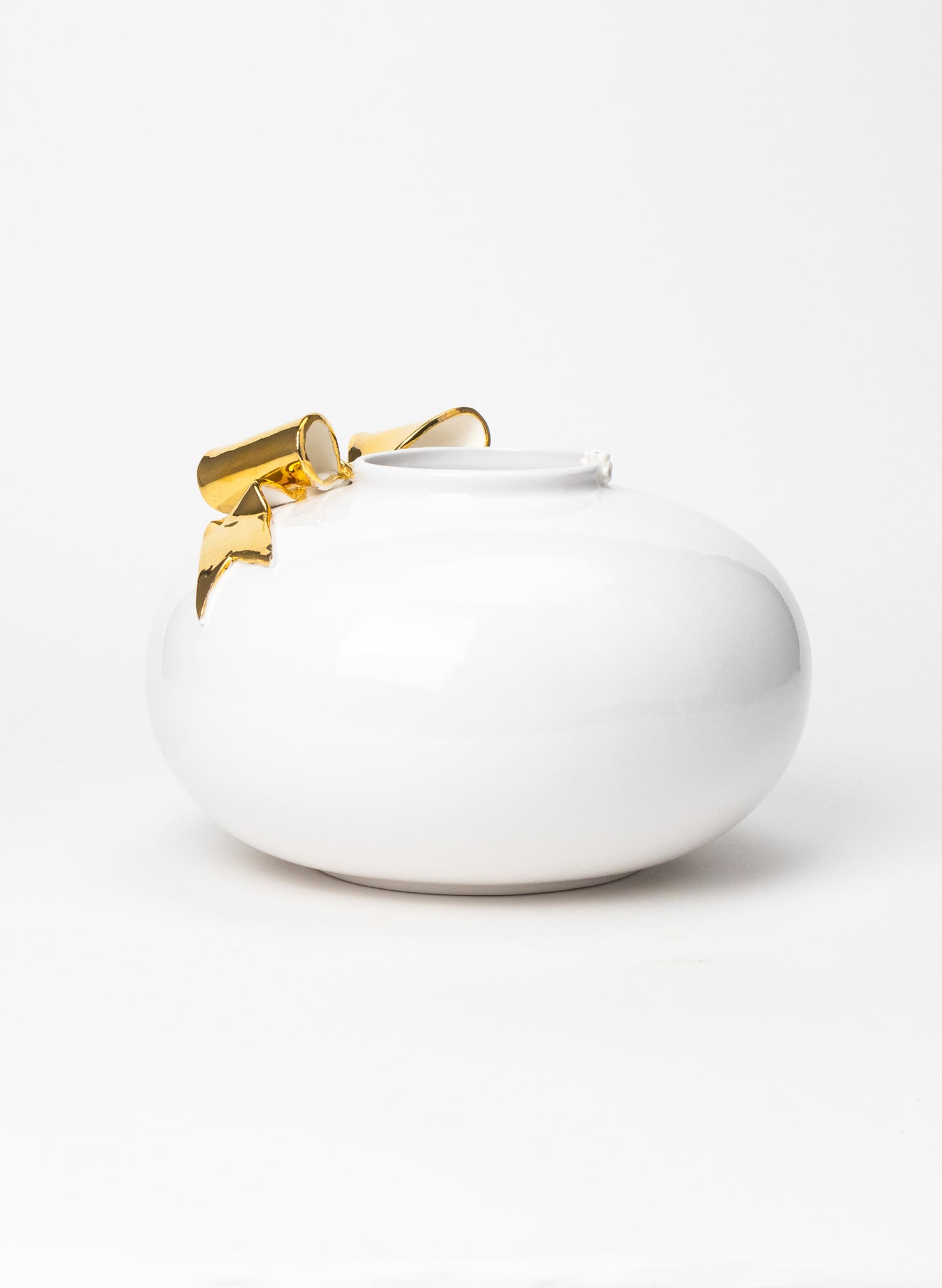 XXL Round Deco Vase with Golden Bow