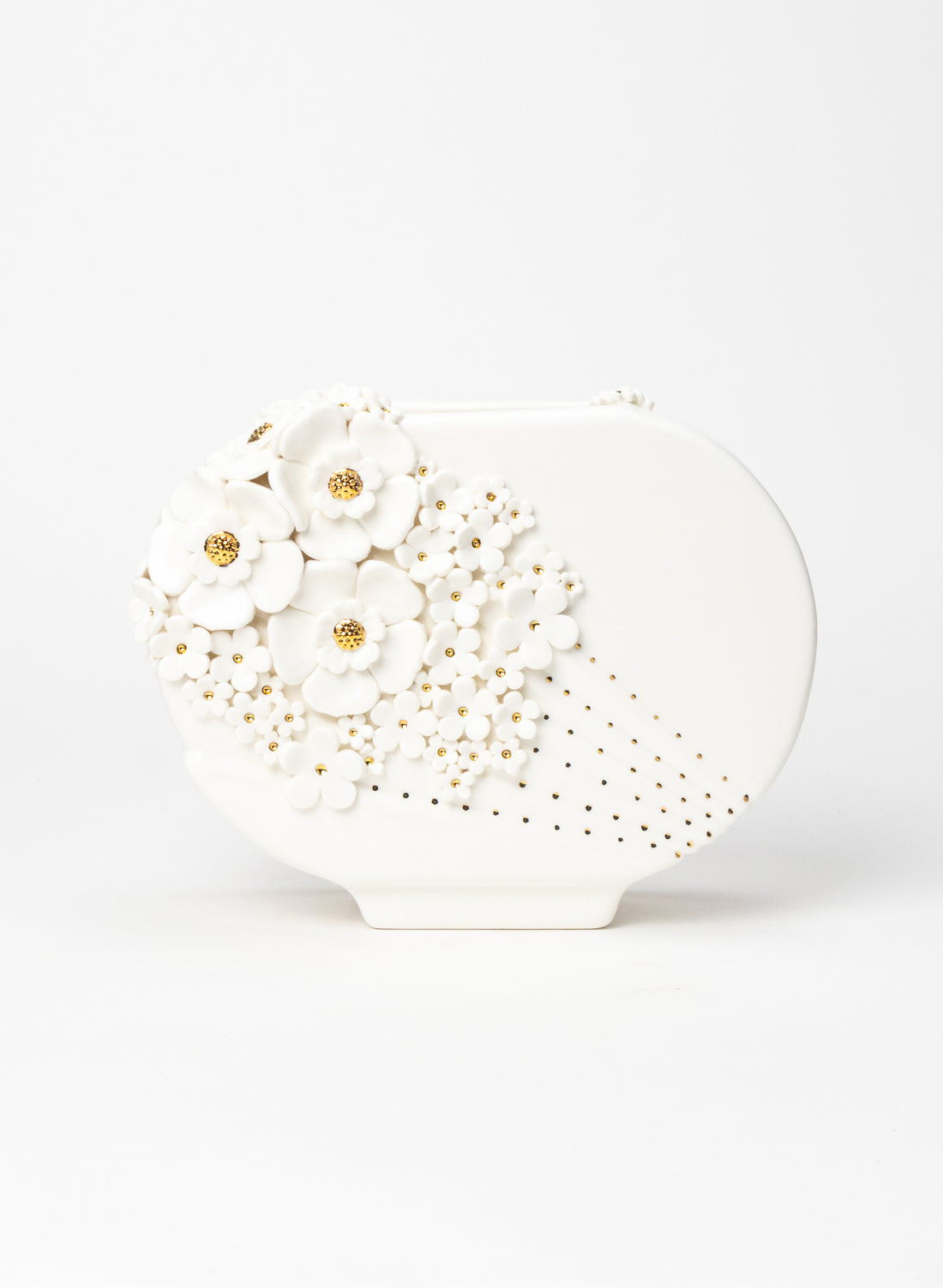XL Deco Vase with White and Golden Flowers