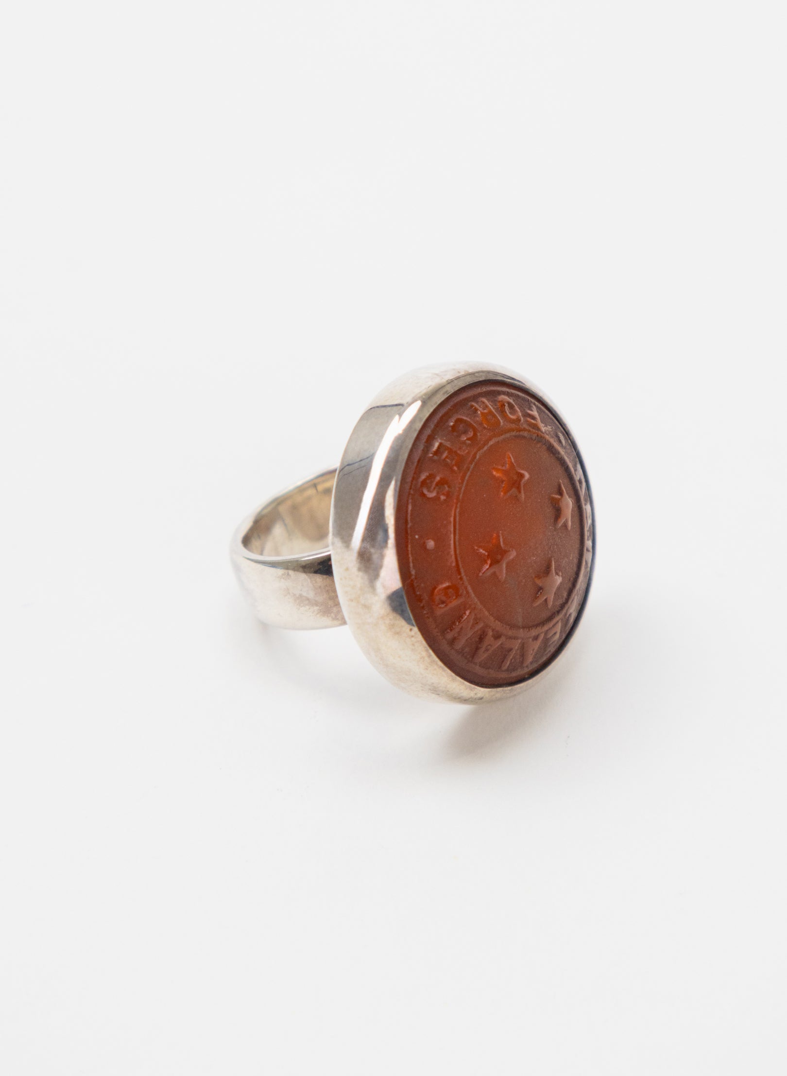 NZ Forces Signet Ring -  Glass &amp; Sterling Silver Ring