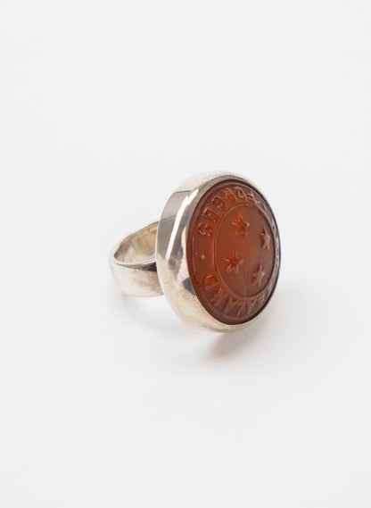 NZ Forces Signet Ring -  Glass &amp; Sterling Silver Ring