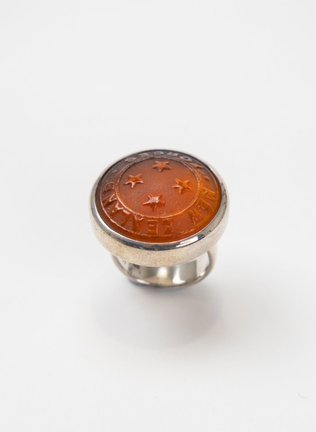 NZ Forces Signet Ring -  Glass &amp; Sterling Silver Ring