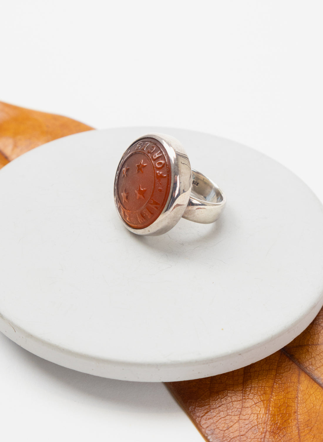 NZ Forces Signet Ring -  Glass &amp; Sterling Silver Ring