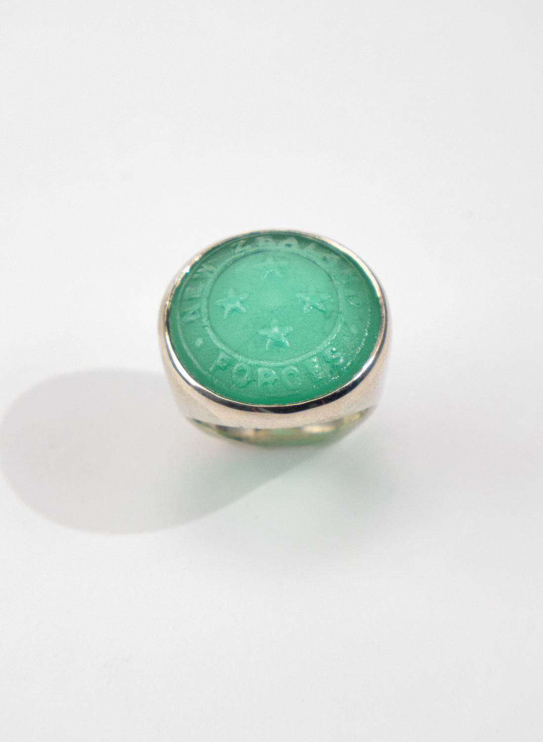 NZ Forces Signet Ring - Teal Glass &amp; Sterling Silver Ring