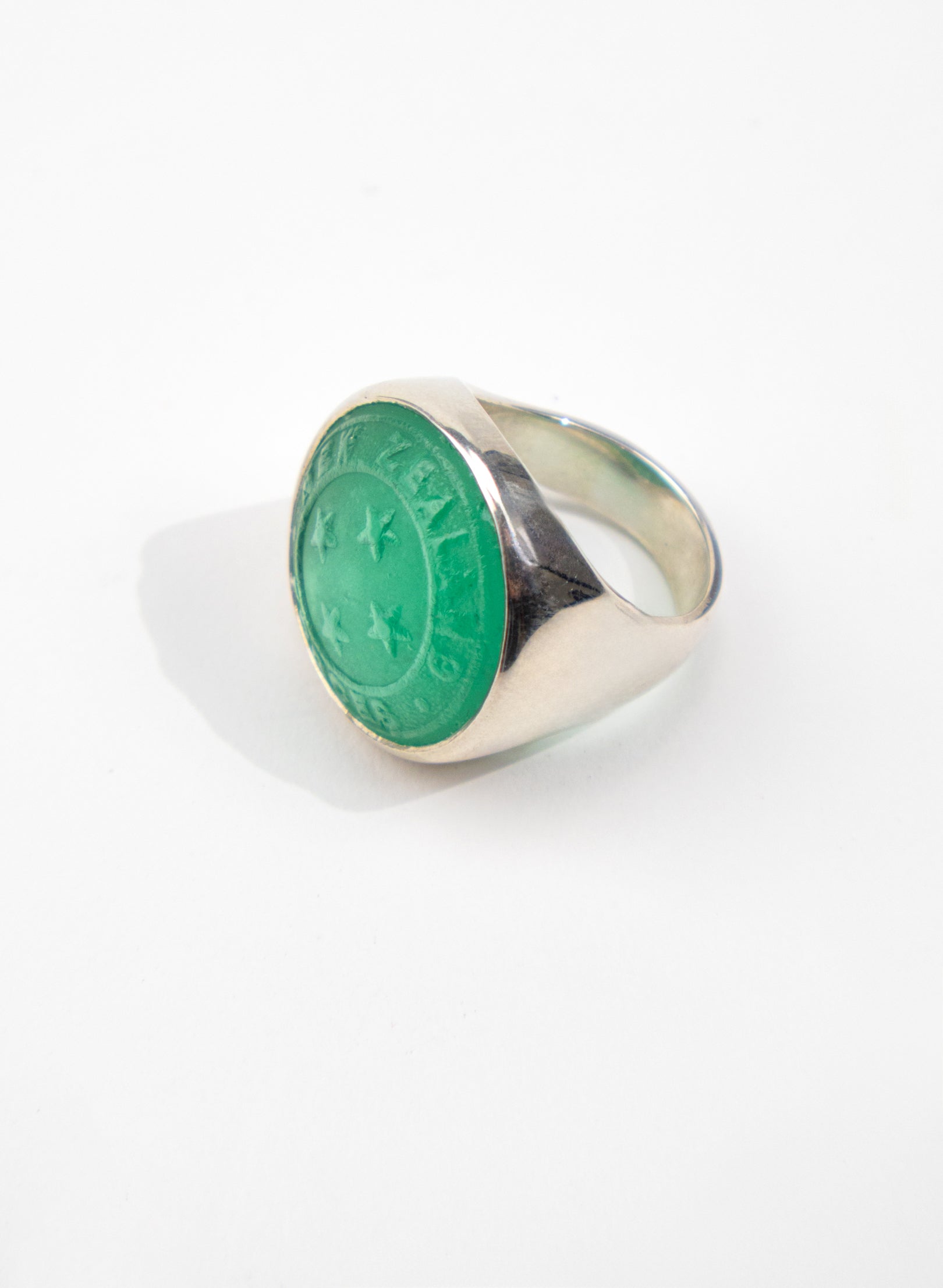 NZ Forces Signet Ring - Teal Glass &amp; Sterling Silver Ring