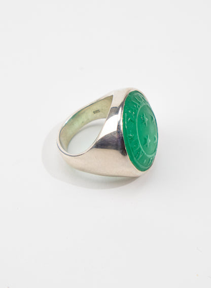 NZ Forces Signet Ring - Teal Glass &amp; Sterling Silver Ring