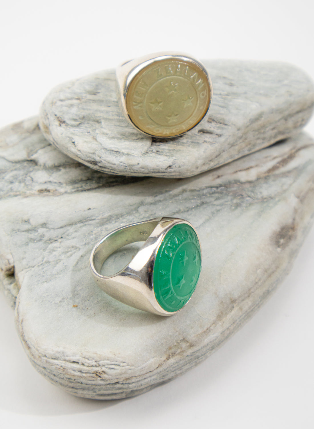 NZ Forces Signet Ring - Teal Glass &amp; Sterling Silver Ring