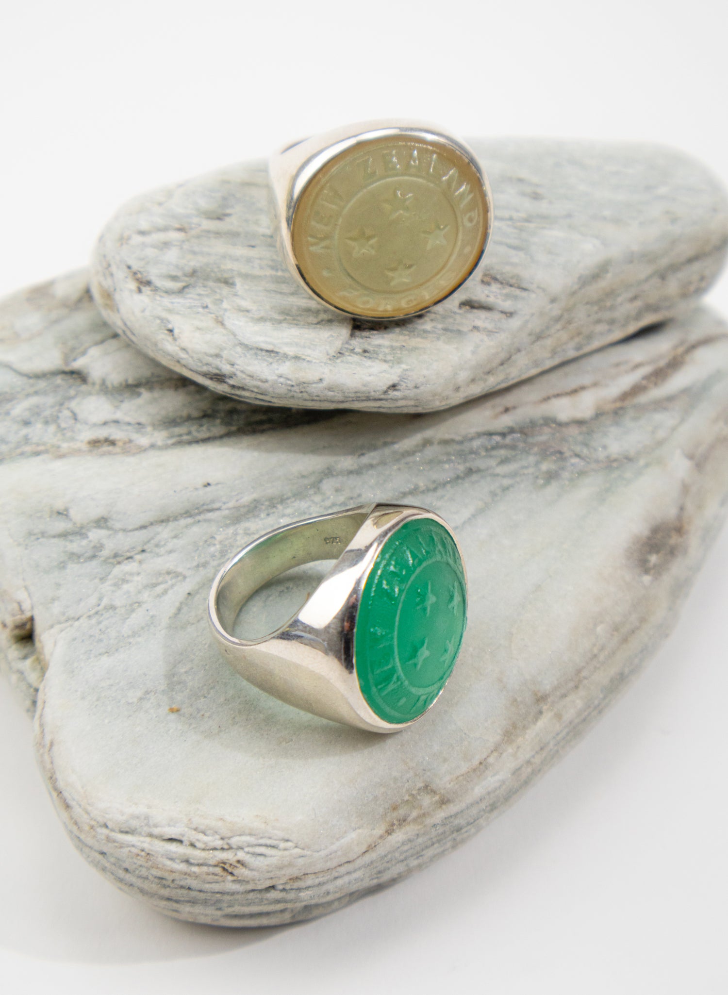 NZ Forces Signet Ring - Teal Glass &amp; Sterling Silver Ring