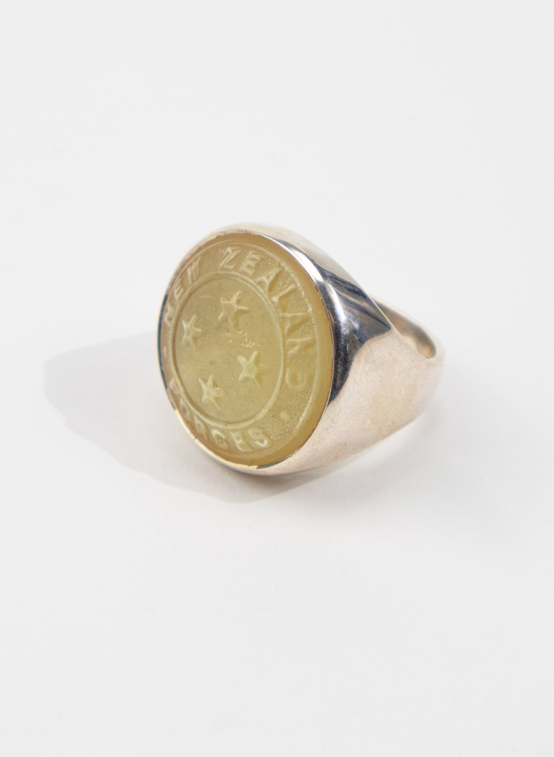 NZ Forces Signet Ring - Champagne Glass &amp; Sterling Silver Ring