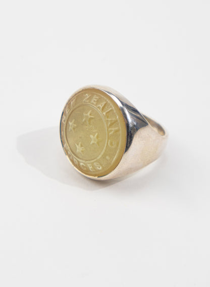 NZ Forces Signet Ring - Champagne Glass &amp; Sterling Silver Ring