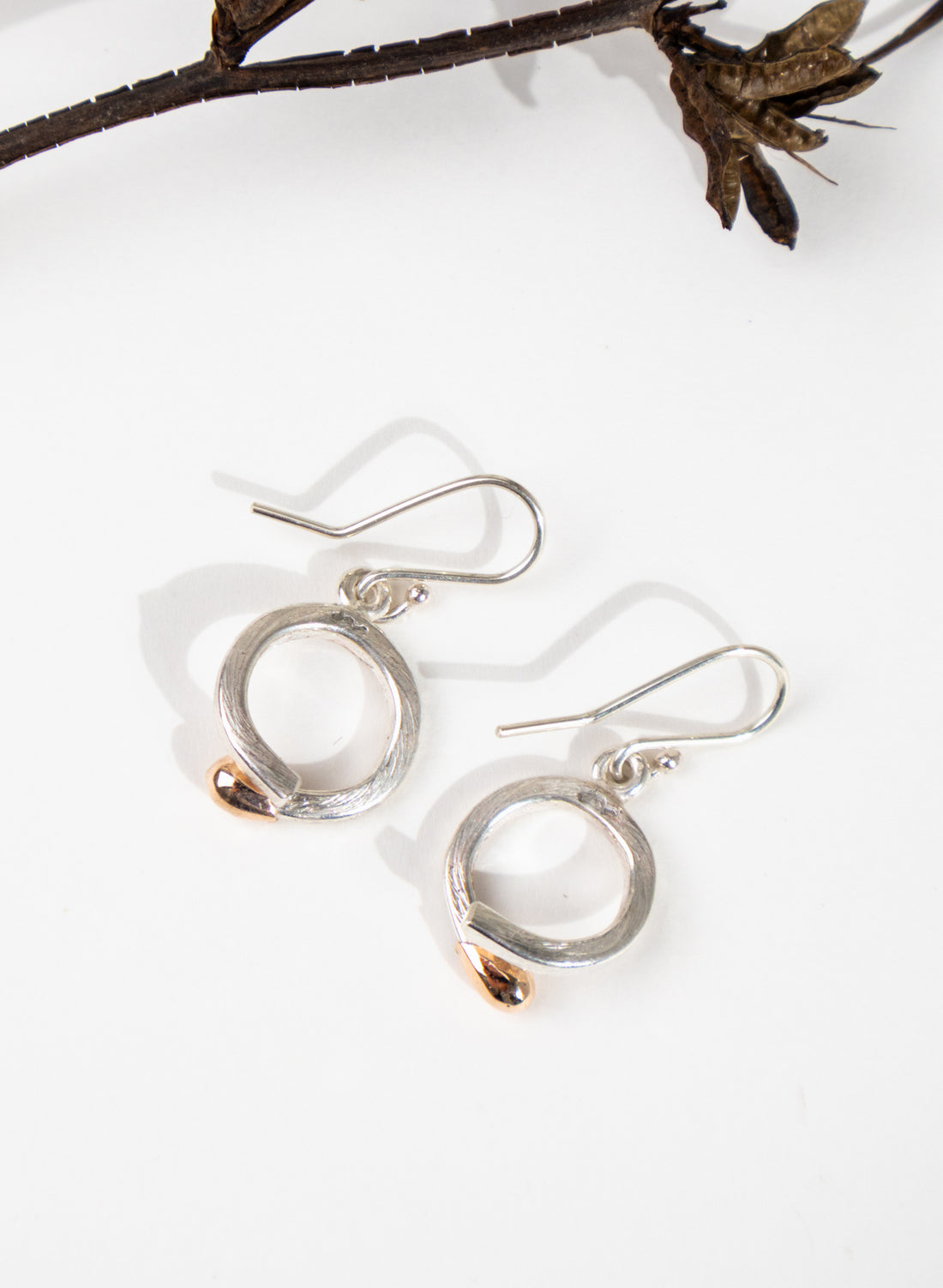 Curled Live Match Earrings - Sterling Silver & Rose Gold