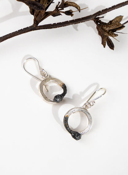 Curled Burnt &amp; Live Match Earrings - Sterling Silver &amp; Rose Gold