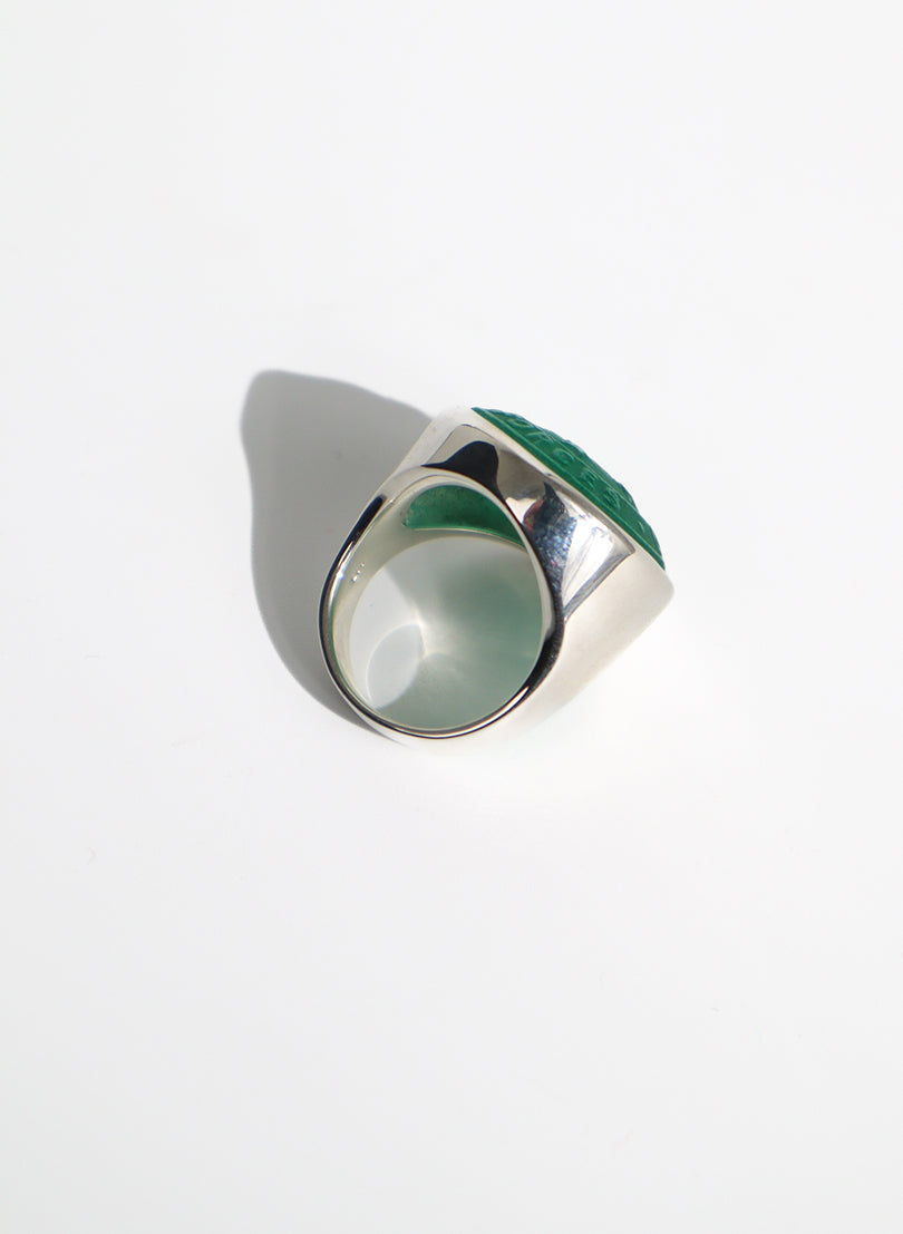 NZ Forces Signet Ring - Teal Glass &amp; Sterling Silver Ring