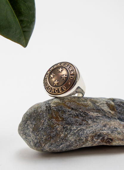 NZ Forces Signet Ring - Bronze &amp; Sterling Silver Ring