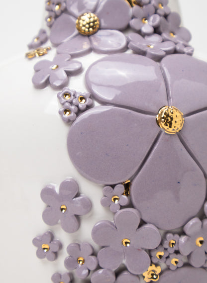 XL Ginger Jar - Purple Gold Flowers