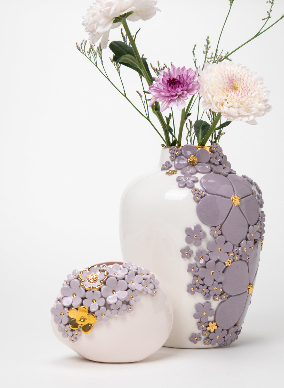 XL Ginger Jar - Purple Gold Flowers