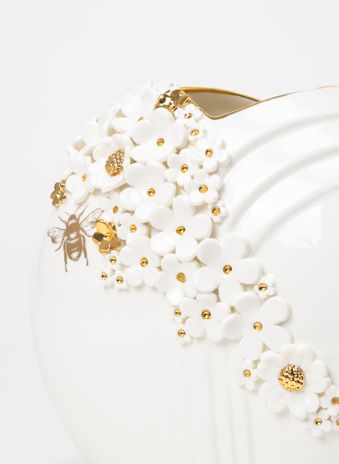 XL Deco Vase - White and Gold Flowers