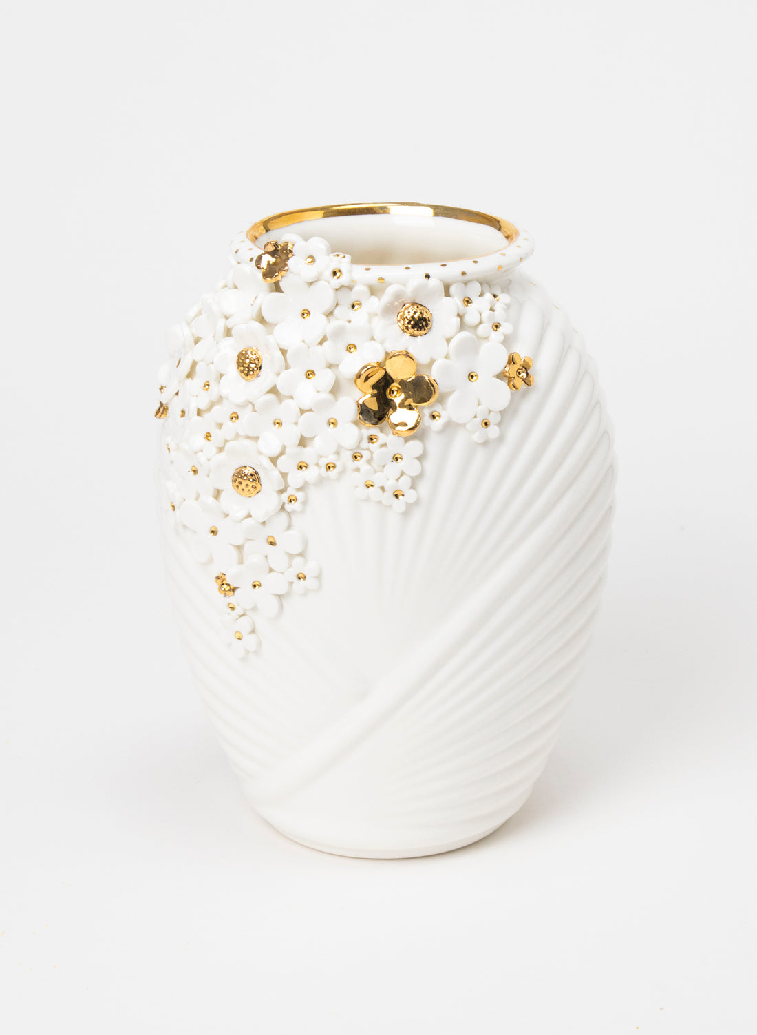 XL Deco Vase - White and Gold Flowers