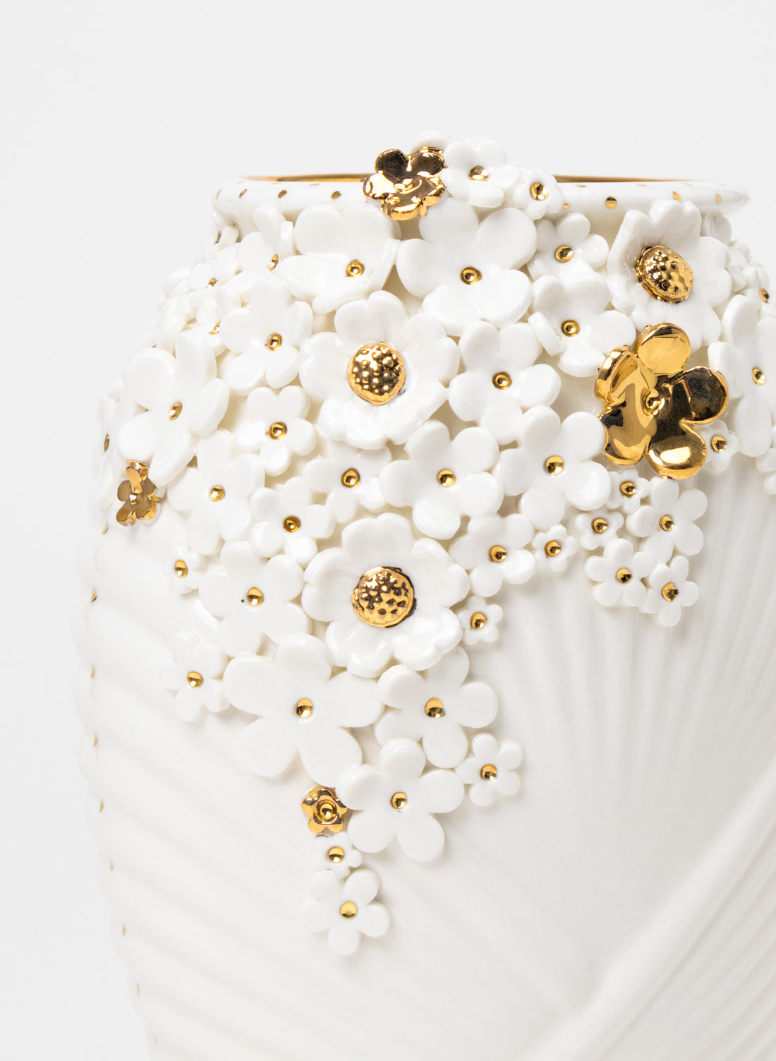 XL Deco Vase - White and Gold Flowers