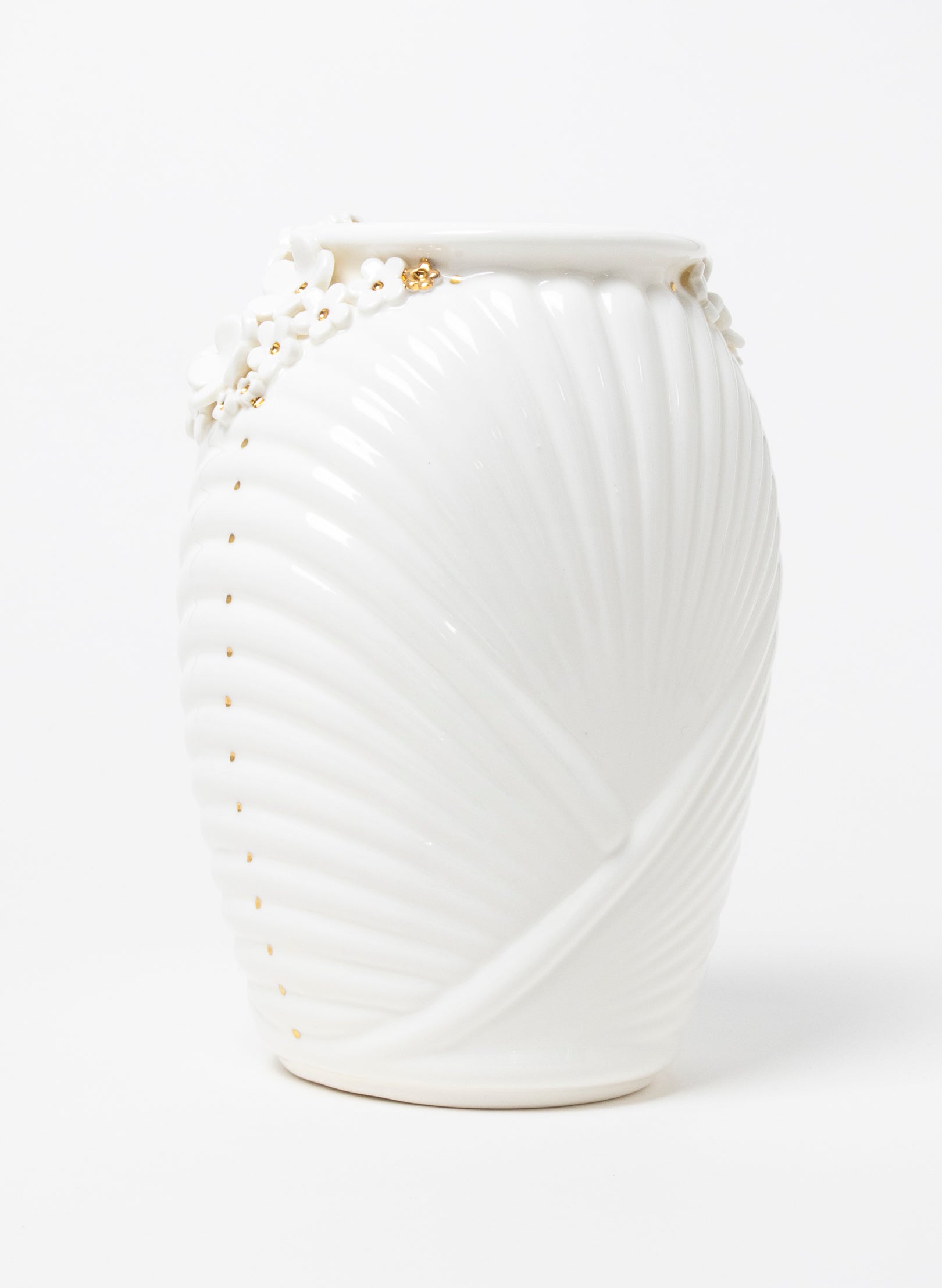 XL Deco Vase - White and Gold Flowers
