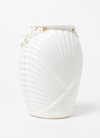 XL Deco Vase - White and Gold Flowers