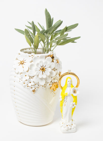 XL Deco Vase - White and Gold Flowers