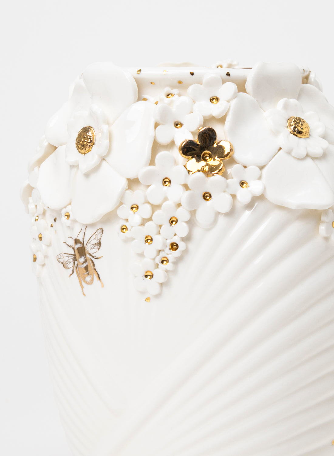 XL Deco Vase - White and Gold Flowers