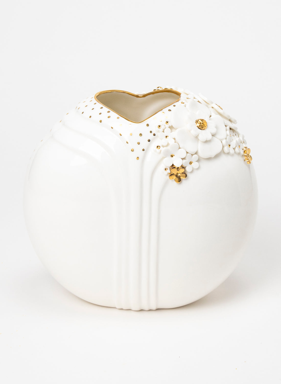 XL Deco Vase - White and Gold Flowers