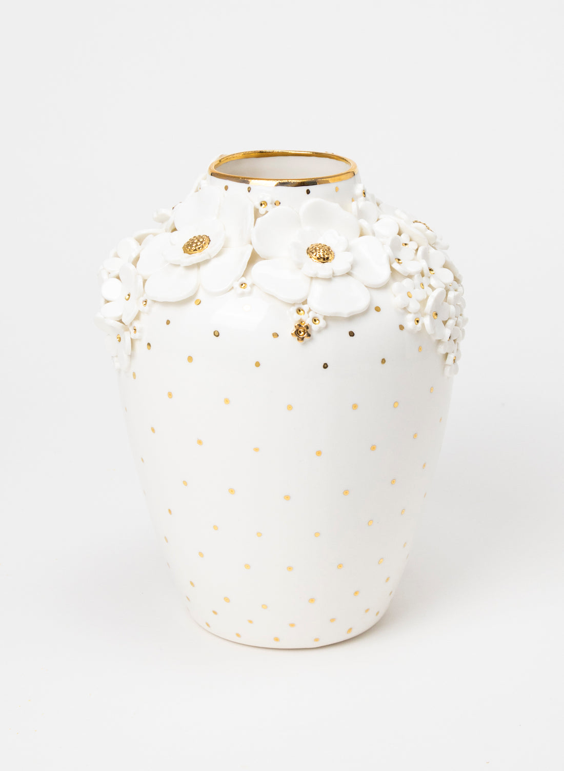XL Deco Vase - White and Gold Flowers