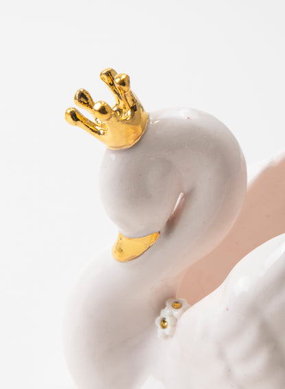 Pink Swan with Golden Crown