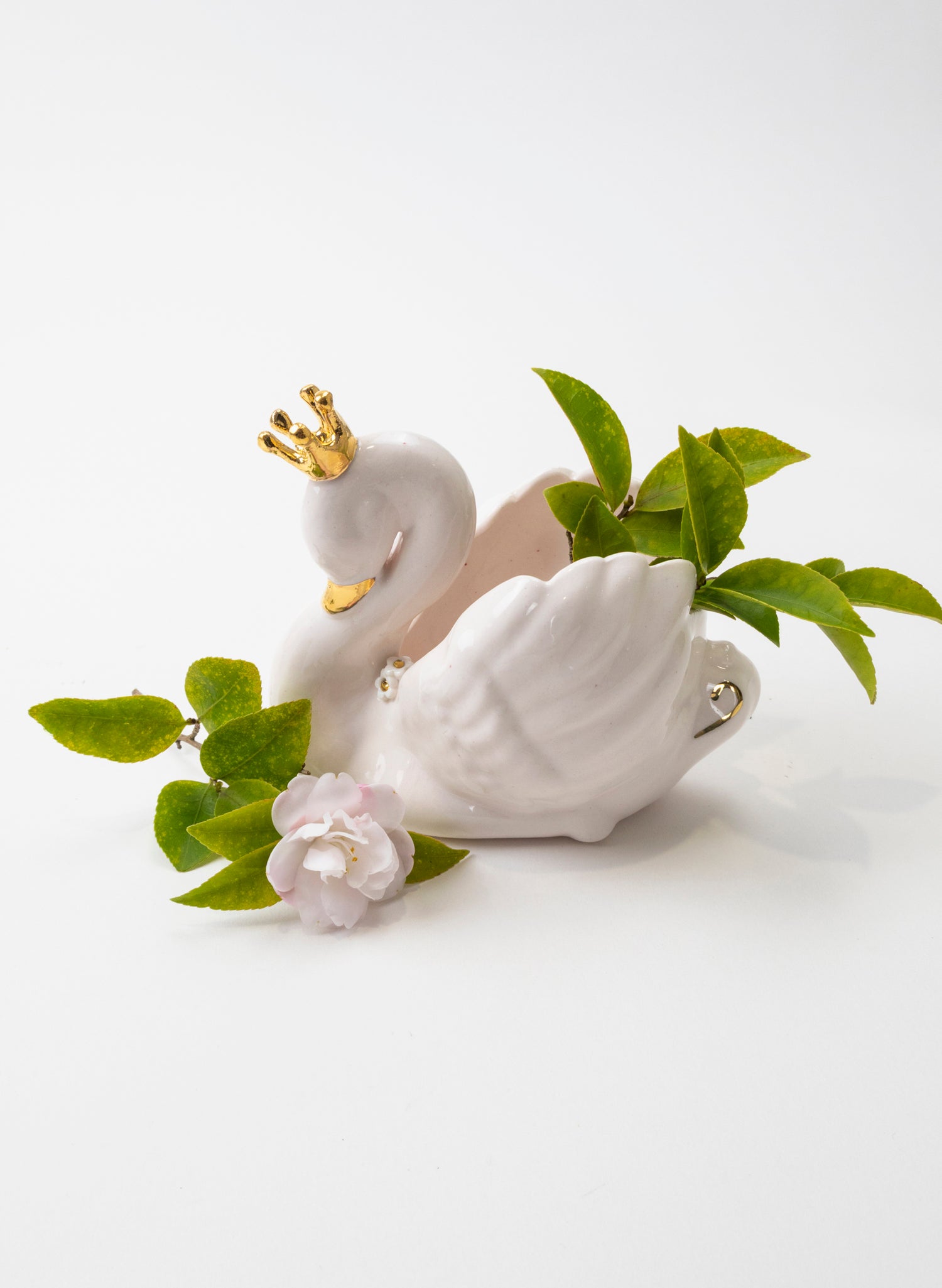 Pink Swan with Golden Crown