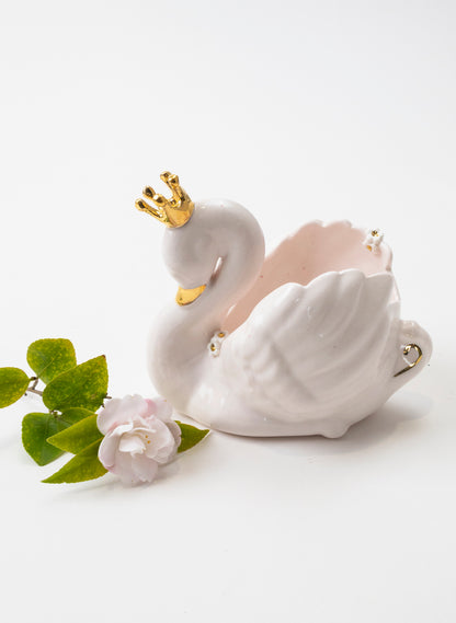 Pink Swan with Golden Crown