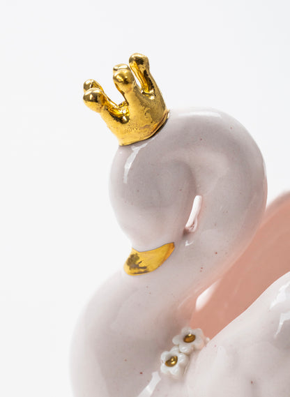 Light Pink Swan with Golden Crown