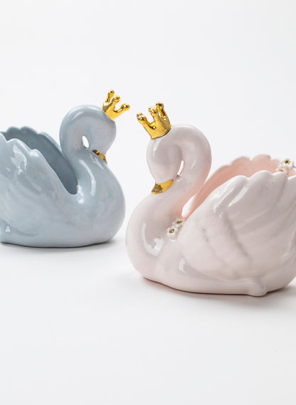 Light Pink Swan with Golden Crown